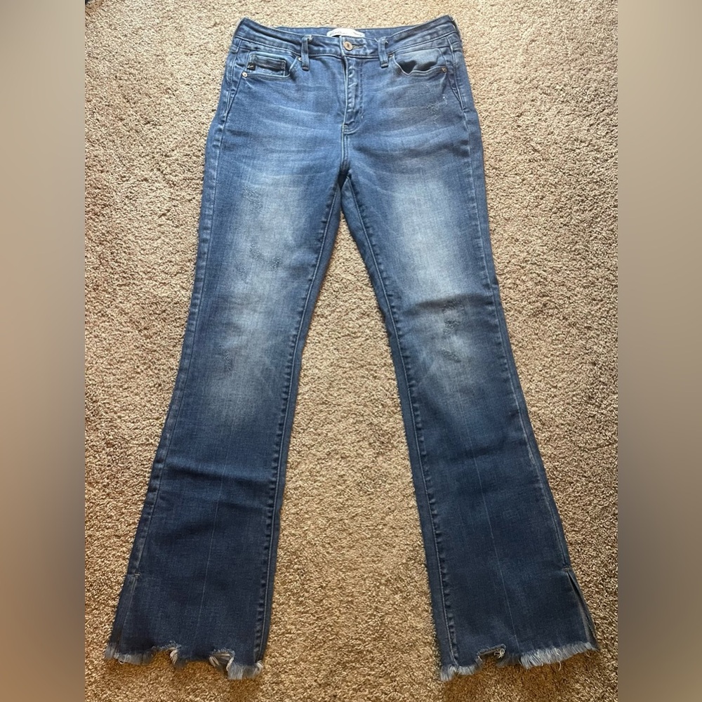 KanCan - Flare Wide Leg Jeans with Raw Hem - Size 28
